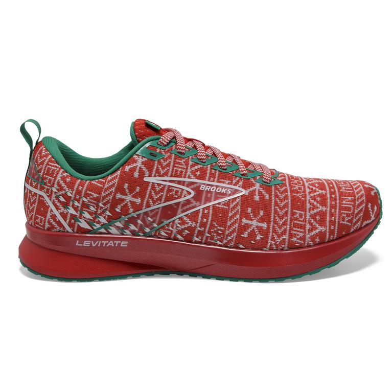 Brooks Womens Levitate 5 Road Running Shoes - Red/White/Green (829371-BJU)